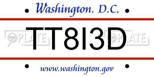 TT8I3D District Of Columbia License Plate