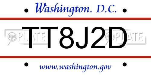 TT8J2D District Of Columbia License Plate
