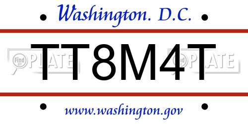 TT8M4T District Of Columbia License Plate