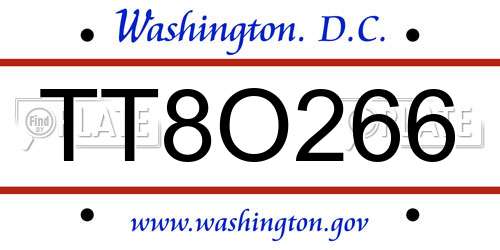 TT8O266 District Of Columbia License Plate