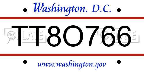 TT8O766 District Of Columbia License Plate