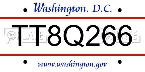 TT8Q266 District Of Columbia License Plate