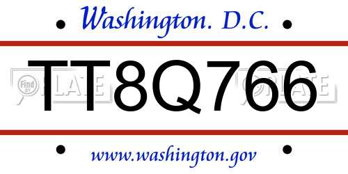 TT8Q766 District Of Columbia License Plate