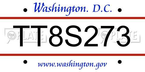TT8S273 District Of Columbia License Plate