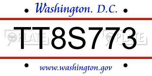 TT8S773 District Of Columbia License Plate