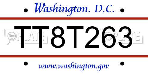 TT8T263 District Of Columbia License Plate