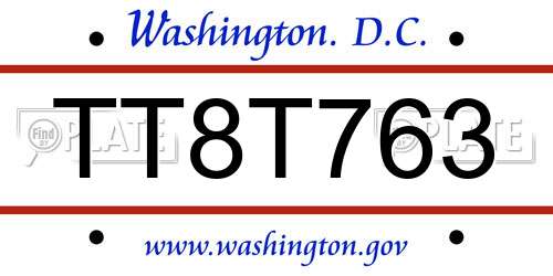 TT8T763 District Of Columbia License Plate