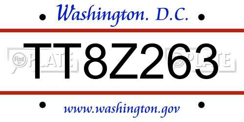 TT8Z263 District Of Columbia License Plate
