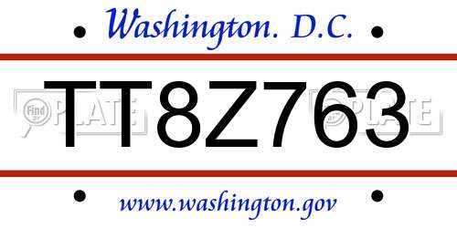 TT8Z763 District Of Columbia License Plate