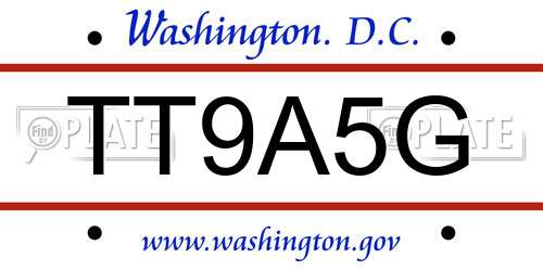 TT9A5G District Of Columbia License Plate