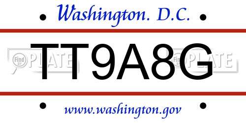 TT9A8G District Of Columbia License Plate