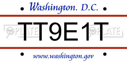 TT9E1T District Of Columbia License Plate