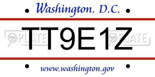 TT9E1Z District Of Columbia License Plate