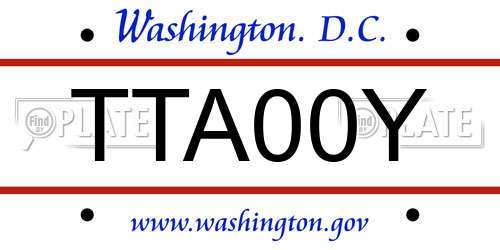 TTA00Y District Of Columbia License Plate