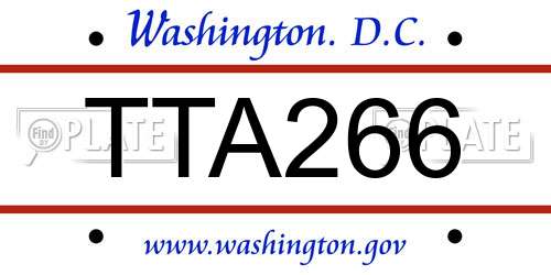 TTA266 District Of Columbia License Plate