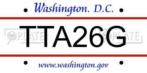 TTA26G District Of Columbia License Plate