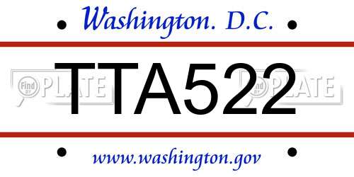 TTA522 District Of Columbia License Plate