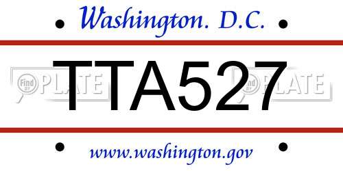 TTA527 District Of Columbia License Plate