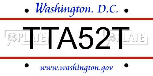 TTA52T District Of Columbia License Plate