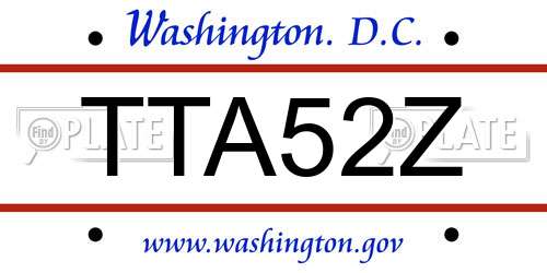 TTA52Z District Of Columbia License Plate