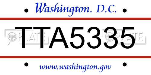 TTA5335 District Of Columbia License Plate