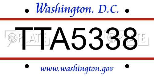 TTA5338 District Of Columbia License Plate