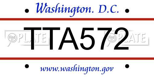 TTA572 District Of Columbia License Plate