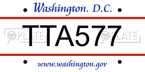 TTA577 District Of Columbia License Plate