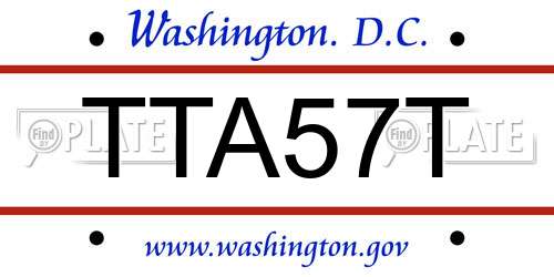 TTA57T District Of Columbia License Plate