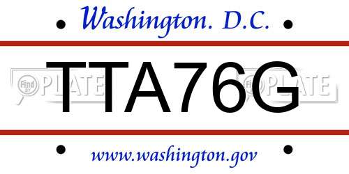 TTA76G District Of Columbia License Plate
