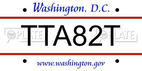 TTA82T District Of Columbia License Plate