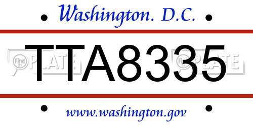 TTA8335 District Of Columbia License Plate