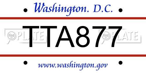 TTA877 District Of Columbia License Plate