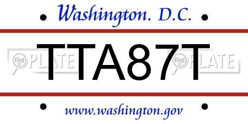 TTA87T District Of Columbia License Plate