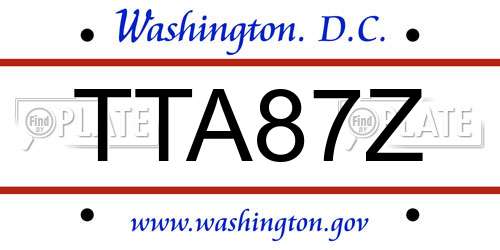 TTA87Z District Of Columbia License Plate