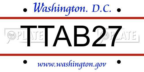 TTAB27 District Of Columbia License Plate
