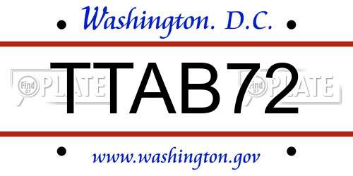 TTAB72 District Of Columbia License Plate