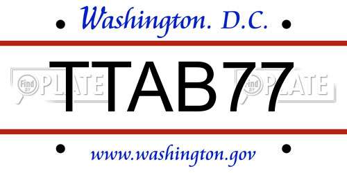 TTAB77 District Of Columbia License Plate