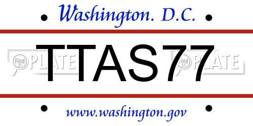 TTAS77 District Of Columbia License Plate