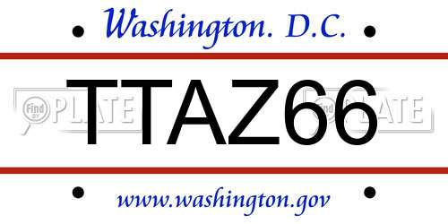 TTAZ66 District Of Columbia License Plate