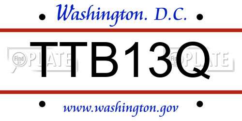 TTB13Q District Of Columbia License Plate