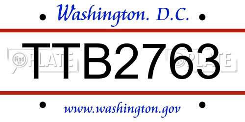 TTB2763 District Of Columbia License Plate
