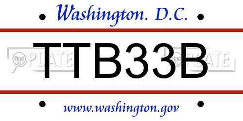 TTB33B District Of Columbia License Plate