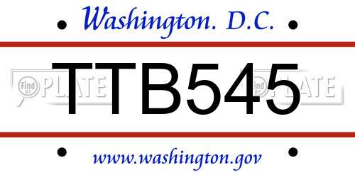TTB545 District Of Columbia License Plate