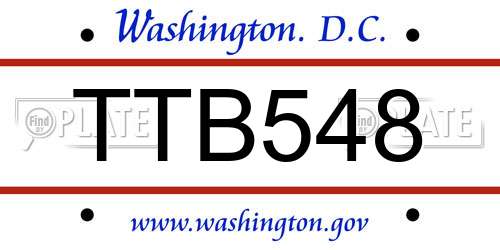 TTB548 District Of Columbia License Plate