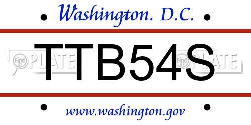 TTB54S District Of Columbia License Plate