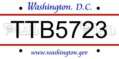 TTB5723 District Of Columbia License Plate