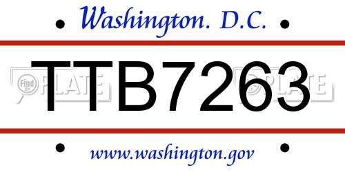 TTB7263 District Of Columbia License Plate