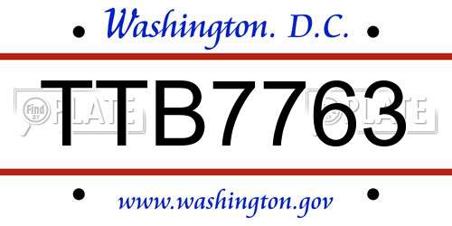 TTB7763 District Of Columbia License Plate
