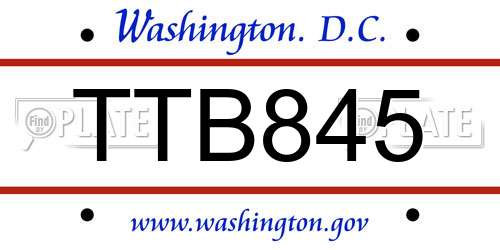 TTB845 District Of Columbia License Plate
